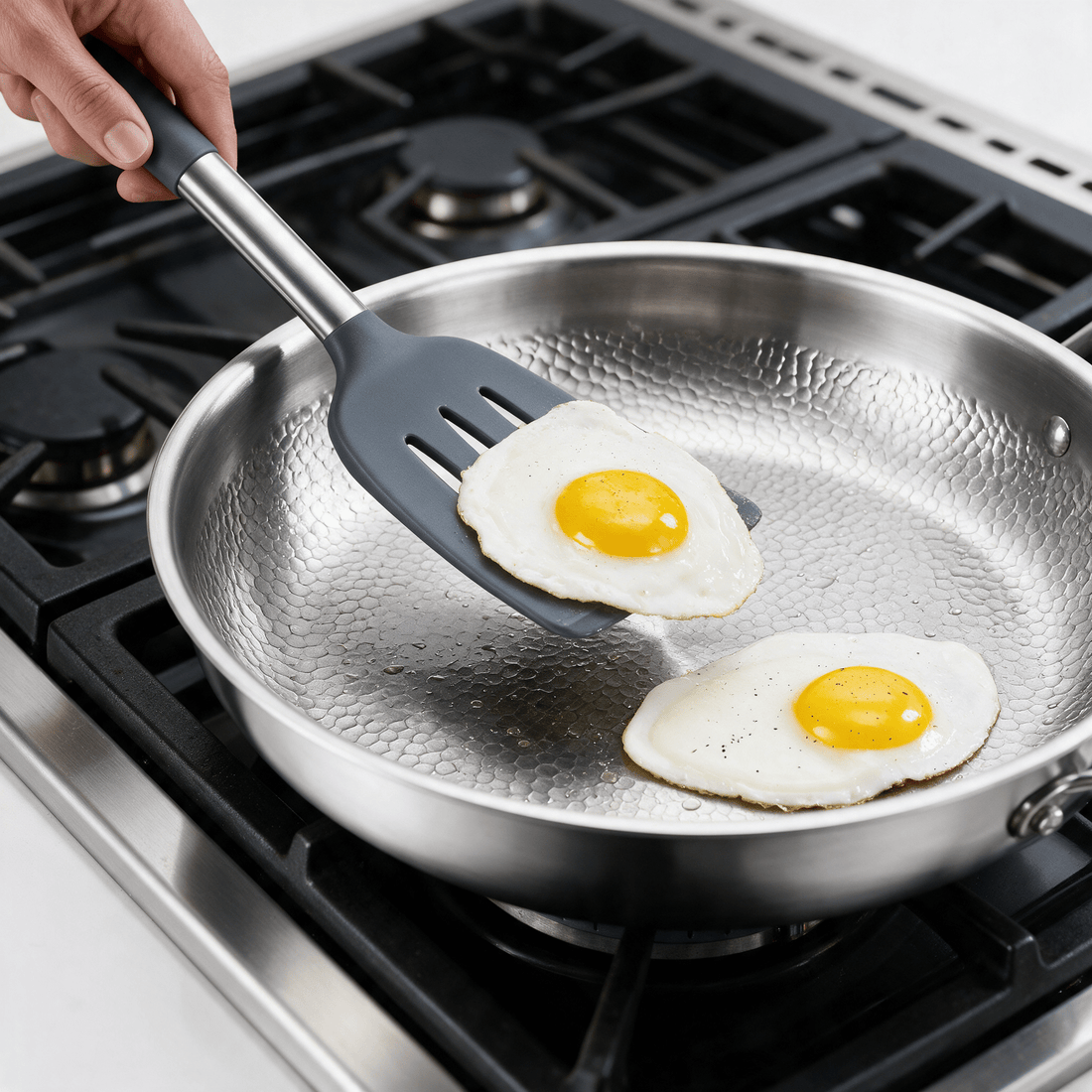 Hammered frying cooking eggs 