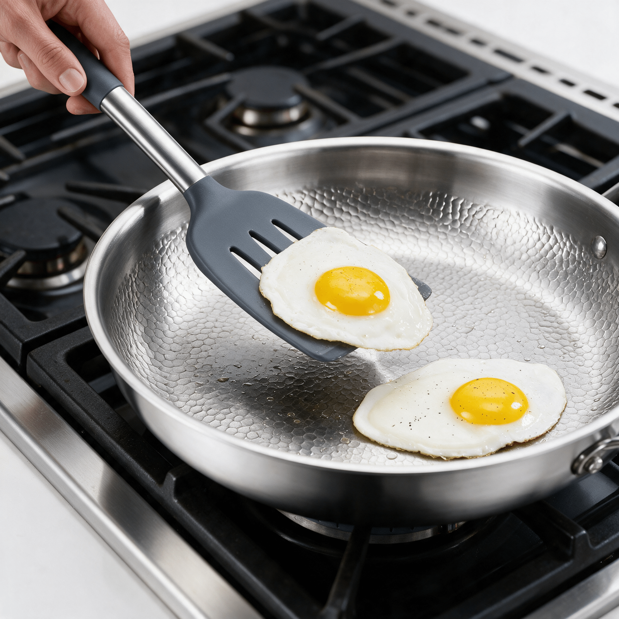 Hammered frying cooking eggs 
