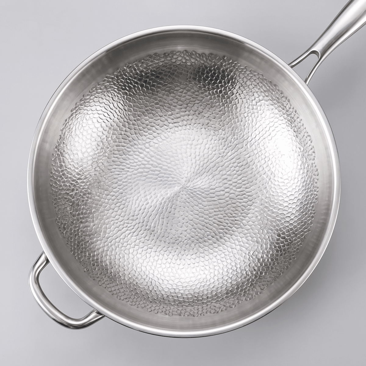 Fenn Forged Hammered Stir-Fry Pan, angled view