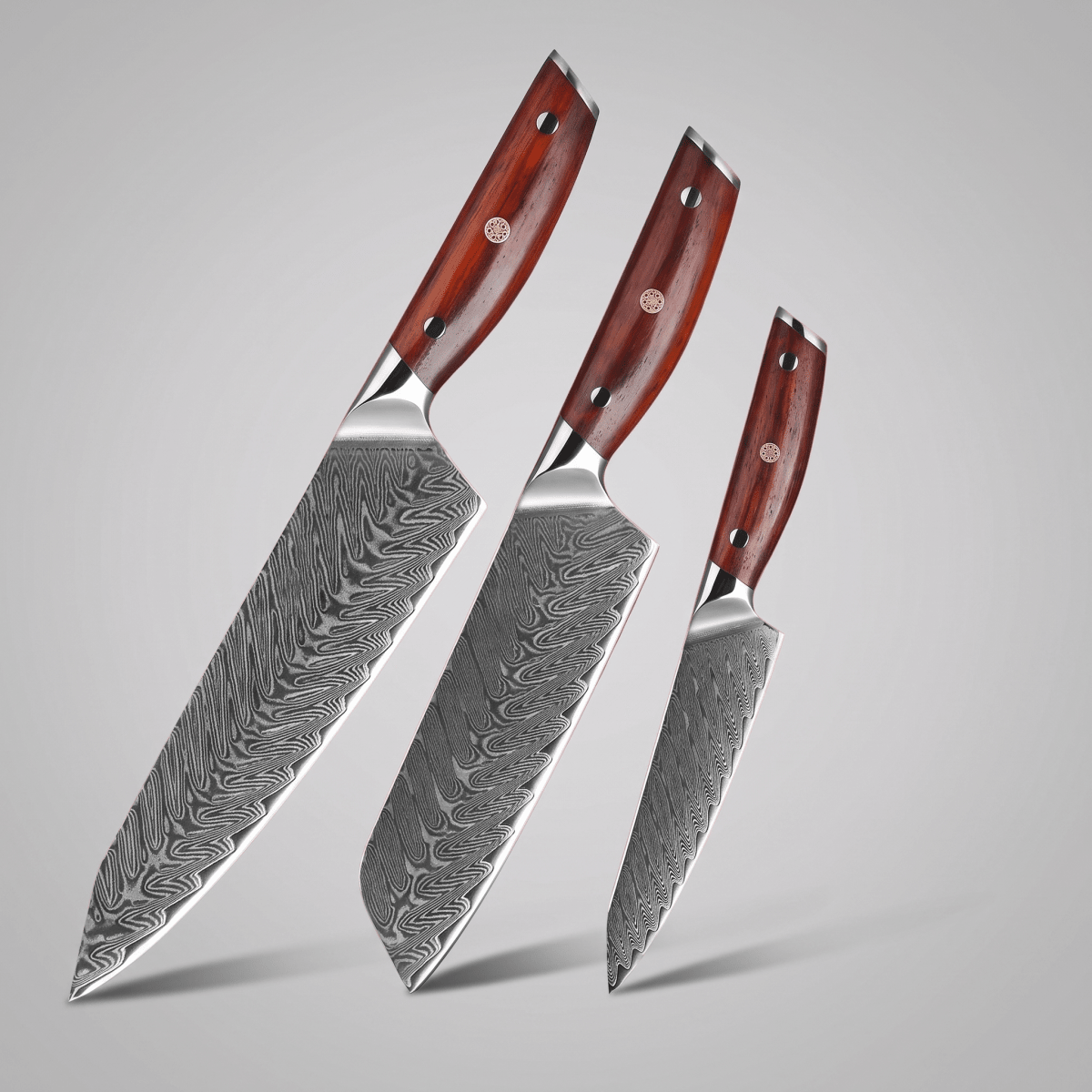 Fenn 3-piece Damascus-pattern kitchen knife set