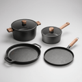 Fenn cast iron and non-stick cookware set pot, saucepan, cast iron pan, and griddle