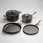Fenn cast iron and non-stick cookware set pot, saucepan, cast iron pan, and griddle