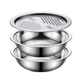 Fenn 3-piece prep bowl set with grater lid, strainer, and mixing bowl