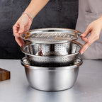 Fenn prep bowl set with grater, strainer, and bowl separated