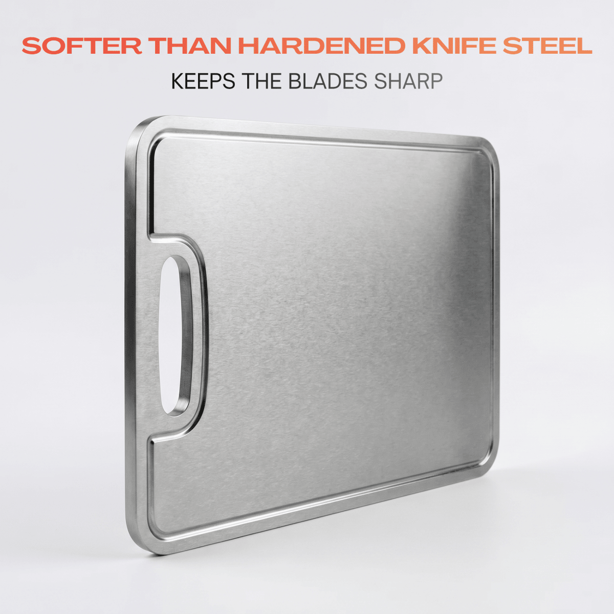 Fenn titanium cutting board, angled view