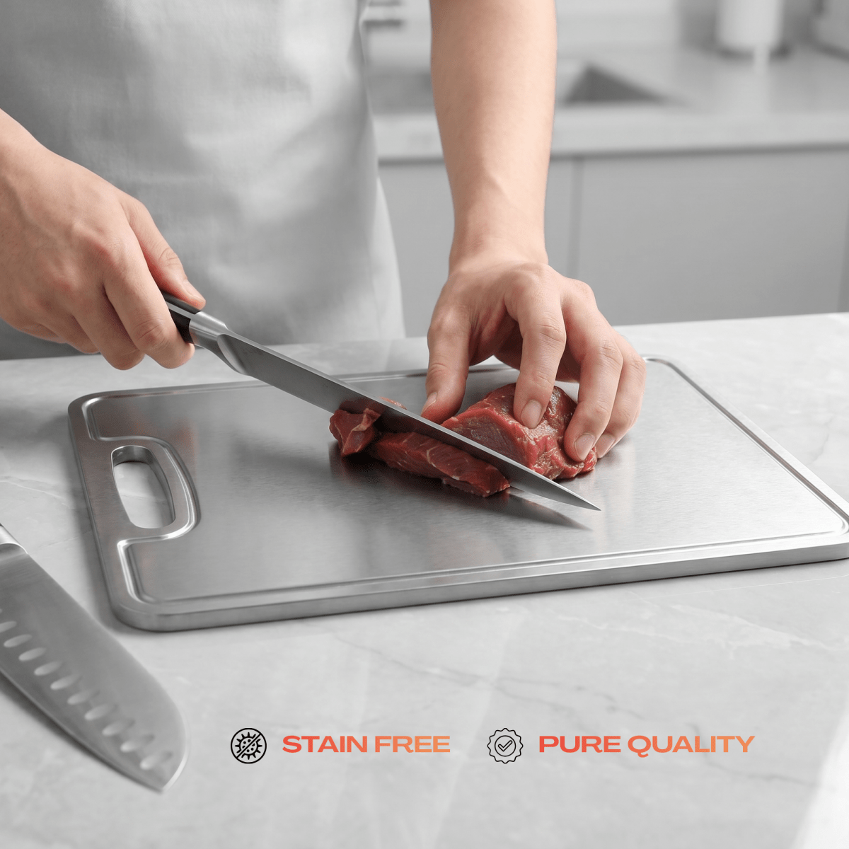 Fenn titanium cutting board cutting meat