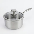 Fenn tri-ply stainless steel pot with glass lid, studio shot