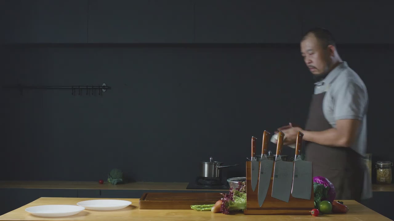 Fenn 3-piece Damascus-pattern kitchen knife set product video