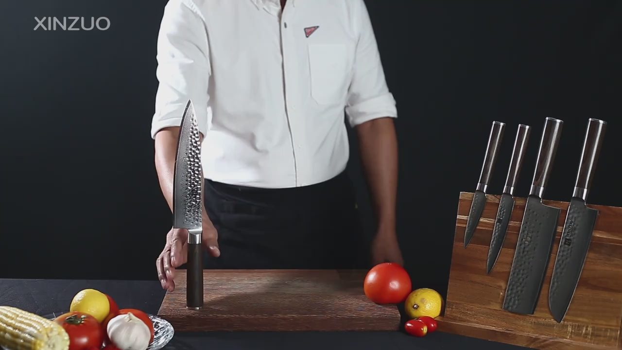 Fenn 5-piece Damascus-pattern kitchen knife set product video